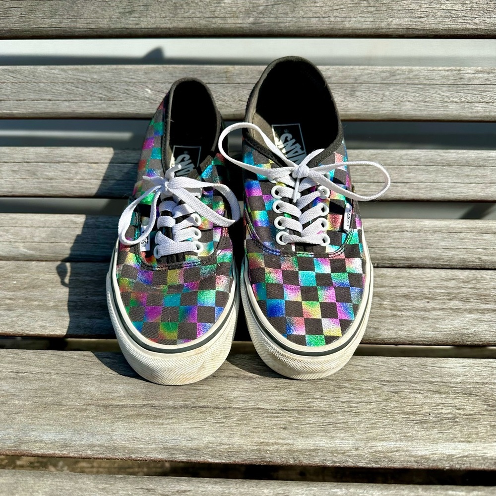 Vibrant Multicolor Vans with Checkered Design